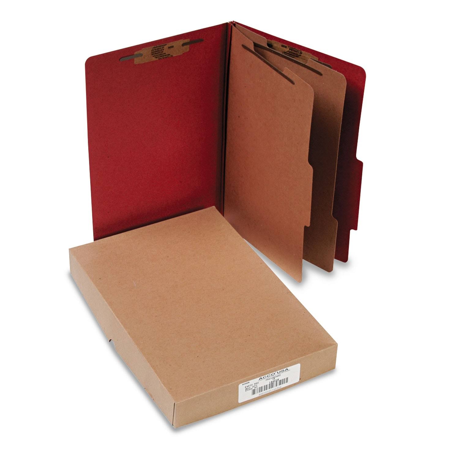 Acco Pressboard 6-Part Classification Folders, Legal, Earth Red, Box