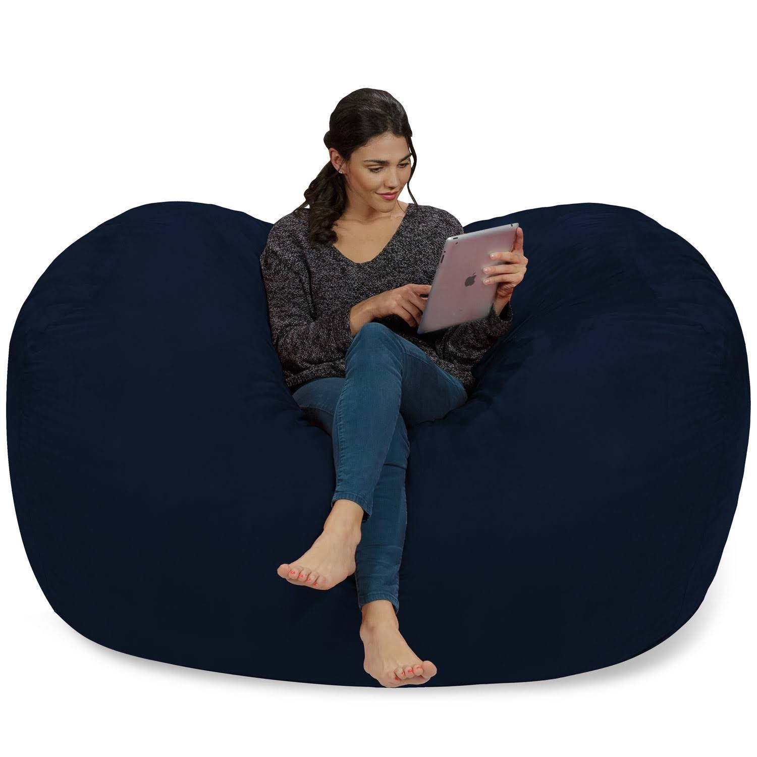 6& Large Bean Bag Lounger with Memory Foam Filling and Washable Cover Blue - Relax Sacks