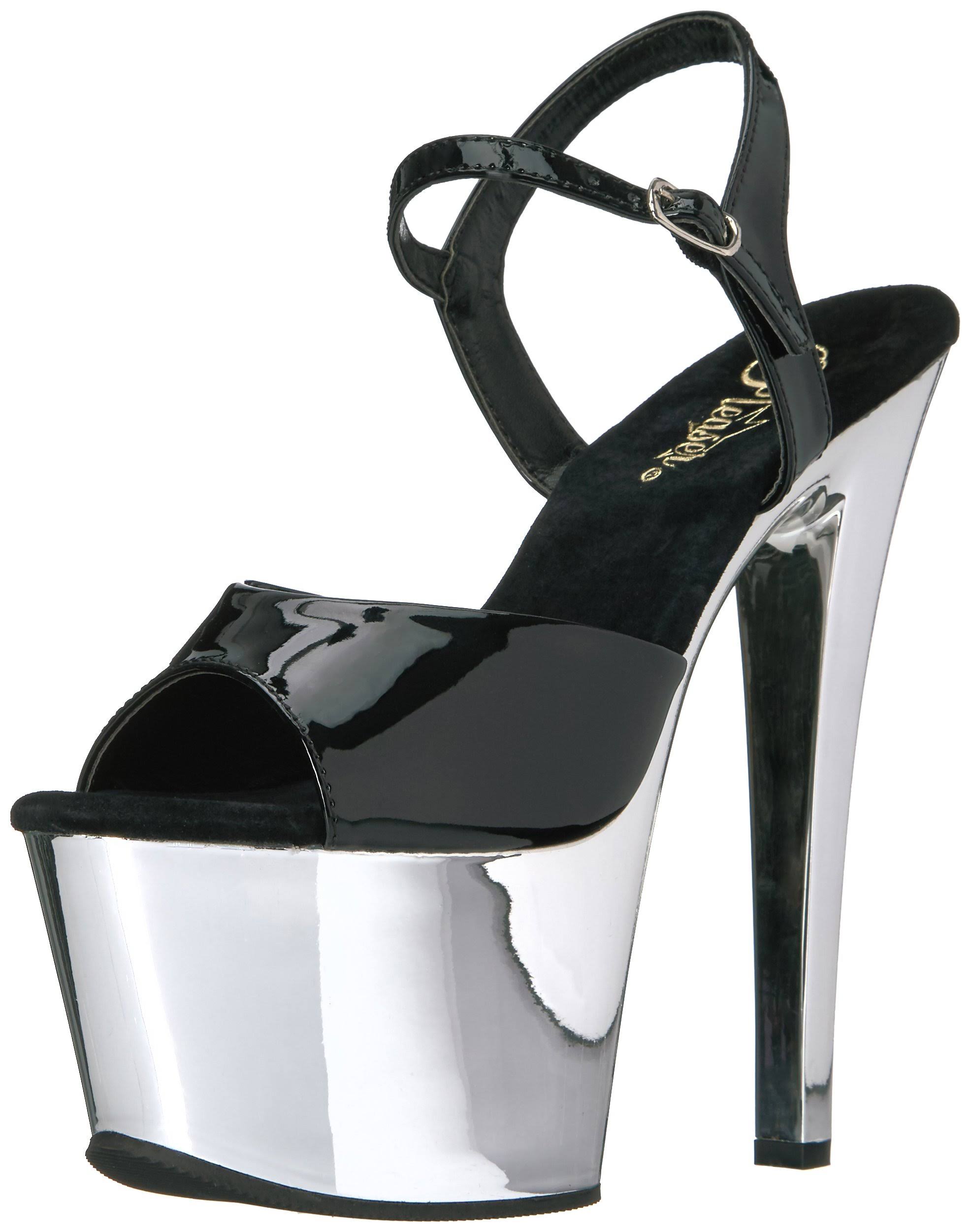 Pleaser - Sky-309 6 / Black Patent/Silver Chrome