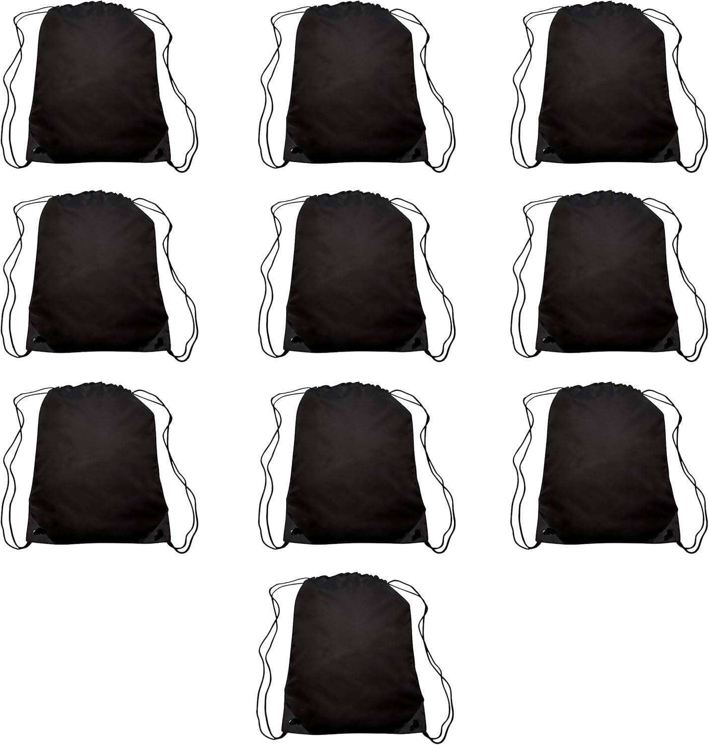 Custom Drawstring Backpacks Set of 10, Personalized Bulk Pack - Water Resistant, Perfect for Gym, Camping, Beach, Outdoor Sports - Black