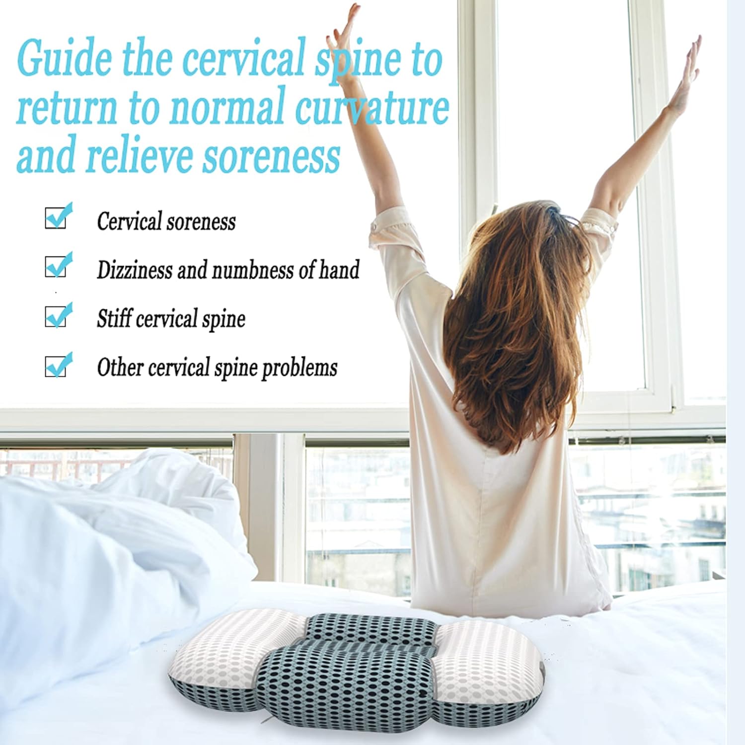 Neck Massager with Heat and Electric Air Compresssion, Cervical Neck Traction Pillow for Sleeping, Shiatsu Cervical Back Leg Foot Massage for Muscle Pain Relief