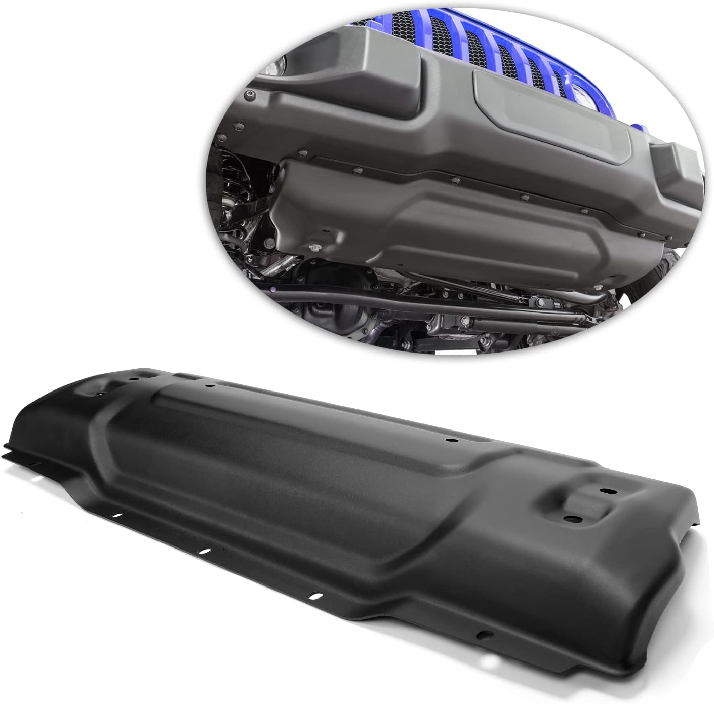 Front Bumper Skid Plate Black Compatible With 2018 2019 2020 2021 2022 Jeep Wrangler 2020 2021 2022 Jeep Gladiator With Steel Bumper Only Powder Coated