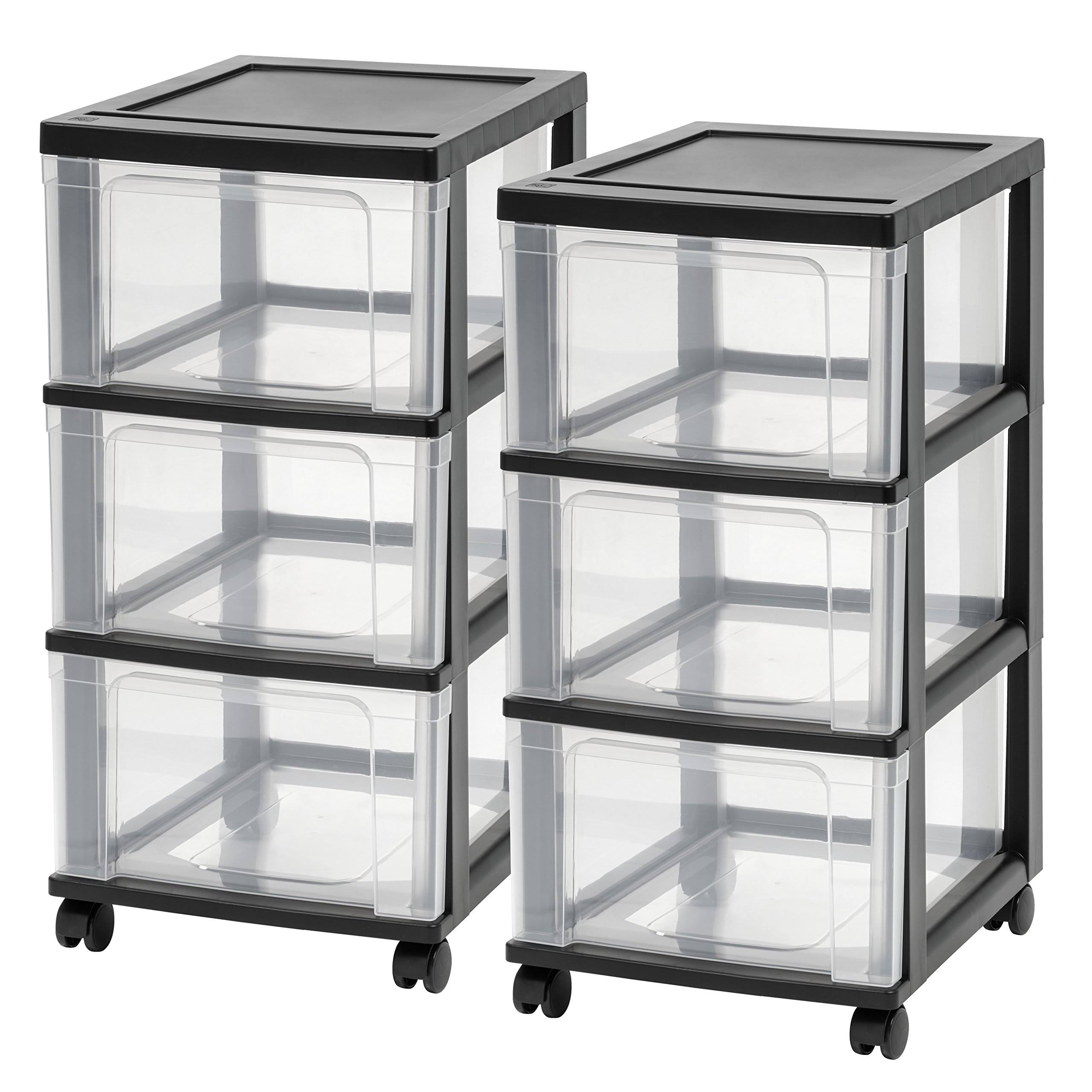Iris 2pk 3 Drawer Narrow Cart in Black