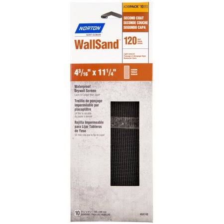 Norton 04749 WallSand 4-3/16 by 11-1/4 inch Drywall Sanding Screen Waterproof 120 Grit Medium 10 Pack