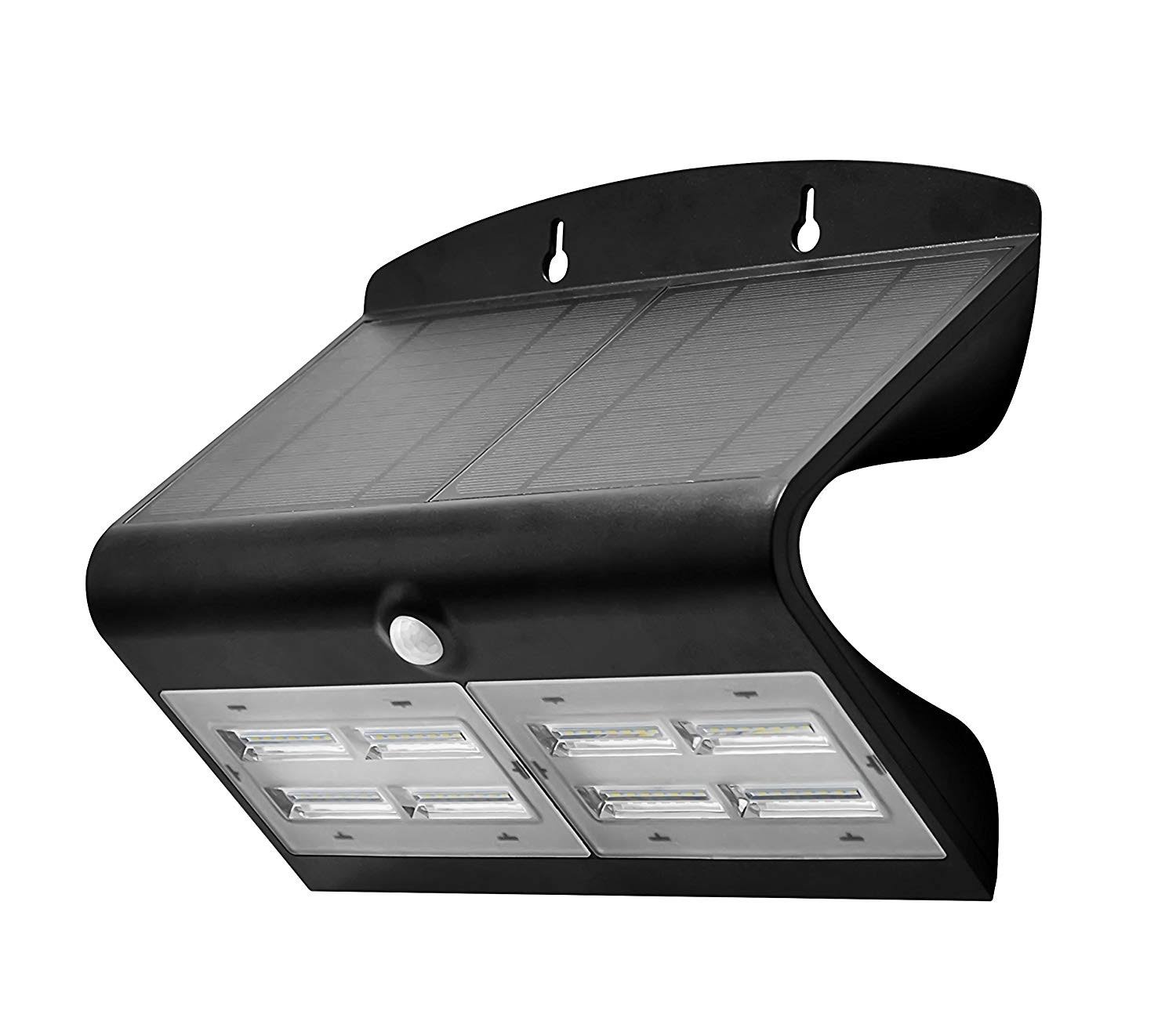Luceco Solar Guardian Angled Wall Floodlight Outdoor, with PIR Motion Sensor, 6.8 Watts, Black