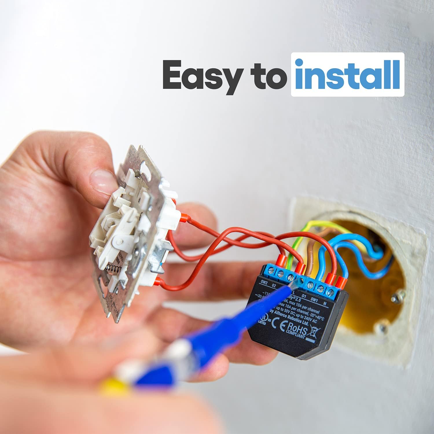 Shelly 2.5 Double Relay Switch and Roller Shutter WiFi Open Source Wireless Home Automation Dual Power Metering iOS Android Application (4 Pack UL)