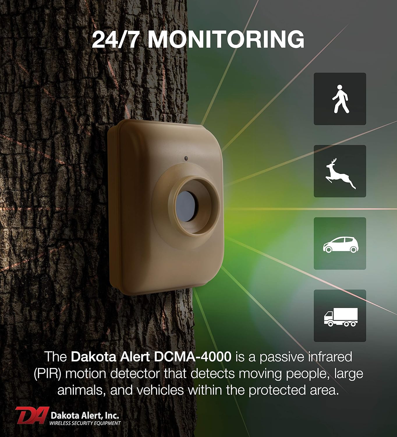 Dakota Alert DCMT-4000 Passive Infrared Motion Detector Transmitter - Wireless Driveway Alarm System for Home Security and Proximity Sensor Pack of 2