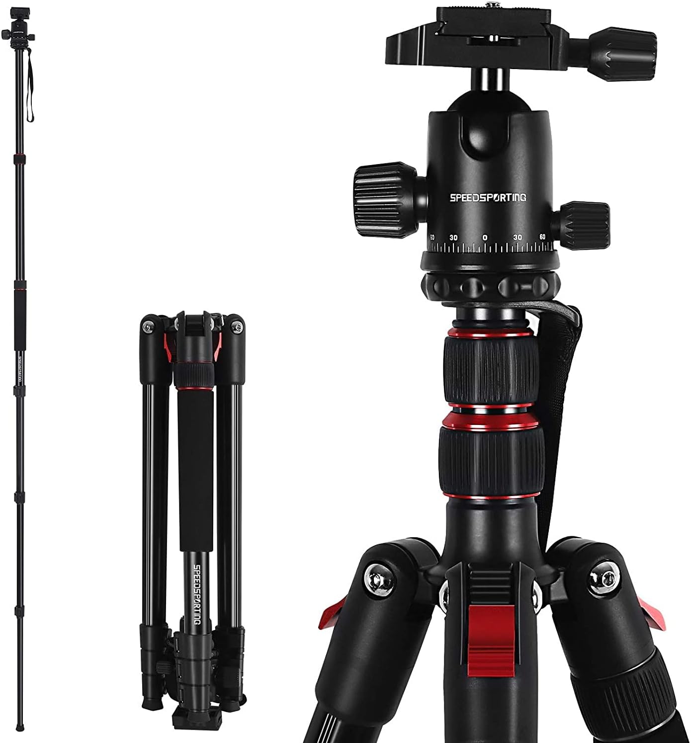 ZOEGATE 79'' Tripod, Camera Tripod for DSLR, 200cm DSLR Tripod Compact Aluminum Lightweight Tripod with 360 Degree Ball Head and 10kgs Load for Travel and Work Pack of 2