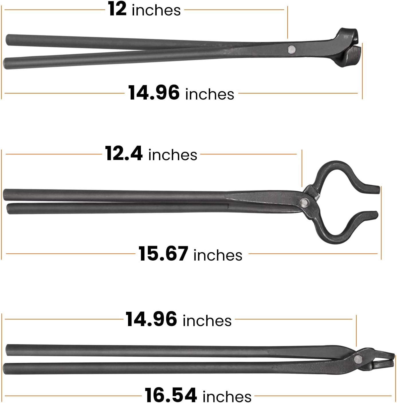 Knife Making Tongs Set Blacksmith Bladesmith Knife Tong Anvil Vise Forge (3 Tongs)