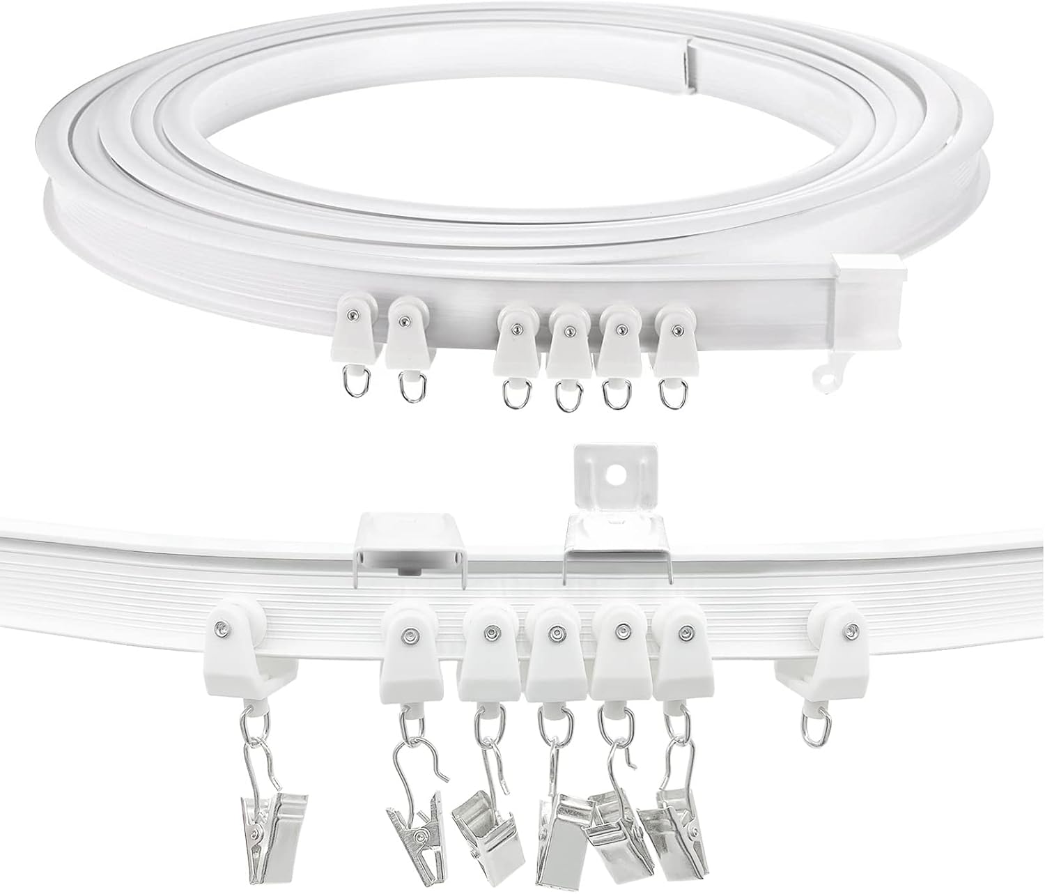 Ceiling Curtain Track Flexible Bendable Curtain Track Ceiling Wall Mount Curved Ceiling Curtain Track 10 Ft Ceiling Track for Curtains Rail Track Set System for RV Room Divider