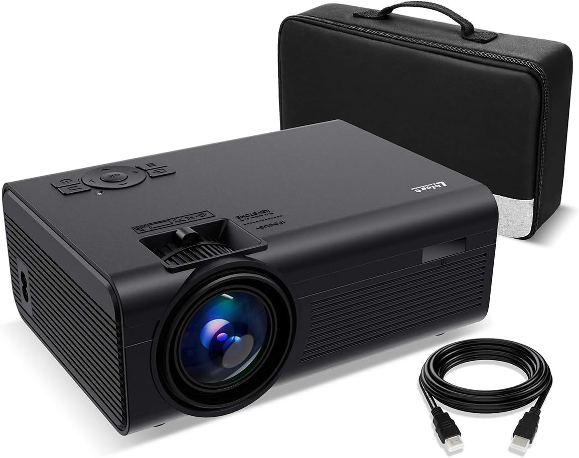 Living Enrichment Mini Projector, Built-in Dual Speaker and Full HD 1080p Movie Video Projector, 50000 Hours Life LED, Compatible with TV Stick, Video Games, HDMI, USB, TF, VGA, AUX, AV Pack of 2