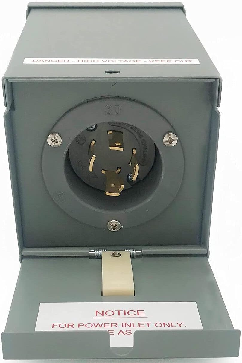 Connecticut Electric 30-Amp Power Inlet Box with Hinged Door, NEMA 3R Power Inlet Box, Generators Up To 7,500 Running Watts, ETL Listed Pack of 2