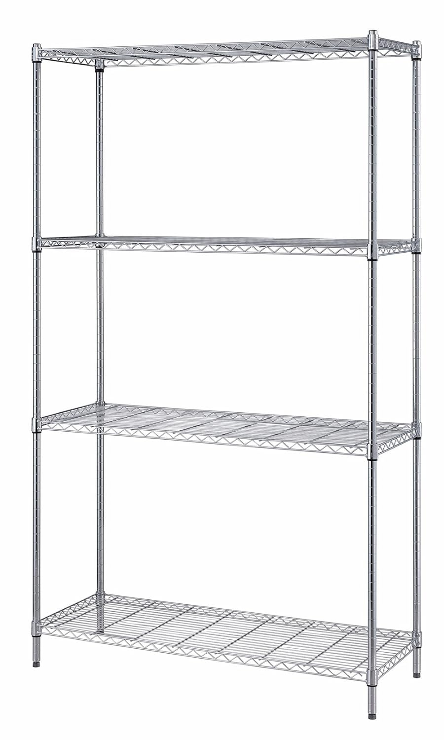 QUANTUM STORAGE SYSTEMS 4-Shelf Adjustable Wire Shelving Unit, 300 lb. Load Capacity per Shelf, 72 H x 42 W x 18 D, Chrome Finish