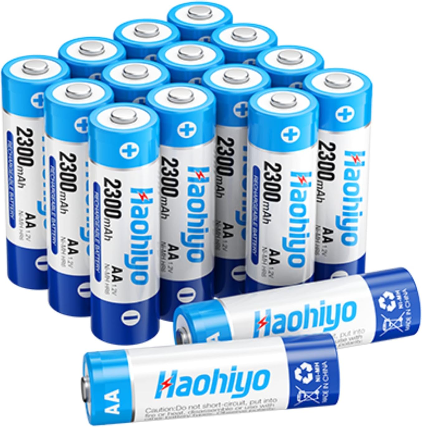 16 Packs Rechargeable AA Batteries, 2300mAh NiMH Rechargeable Battery AA with Battery Case and Battery Bag