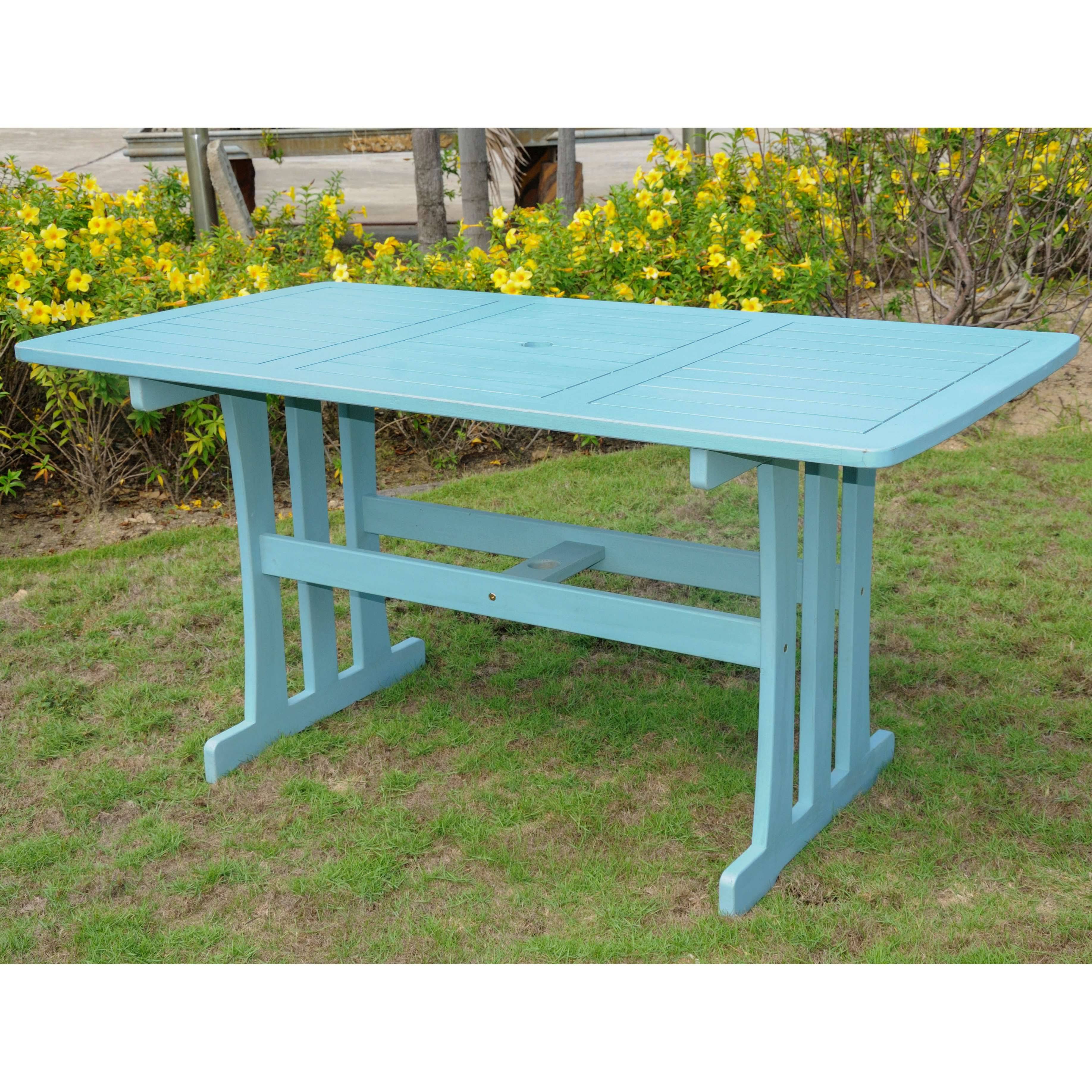 International Caravan Acacia Rectangular Dining Table - Sky Blue