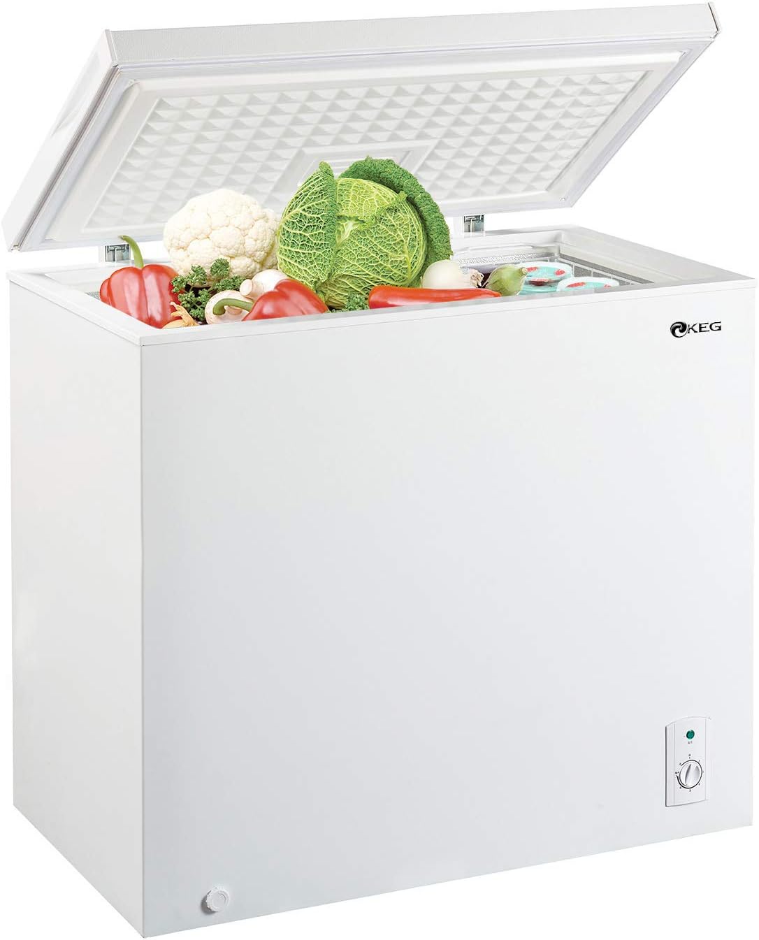 KEG 7.0 Cubic Feet Top Chest Freezer with Adjustable Thermostat and Removable Storage Basket, Freezing Machine for Home and Kitchen (7 cu ft)