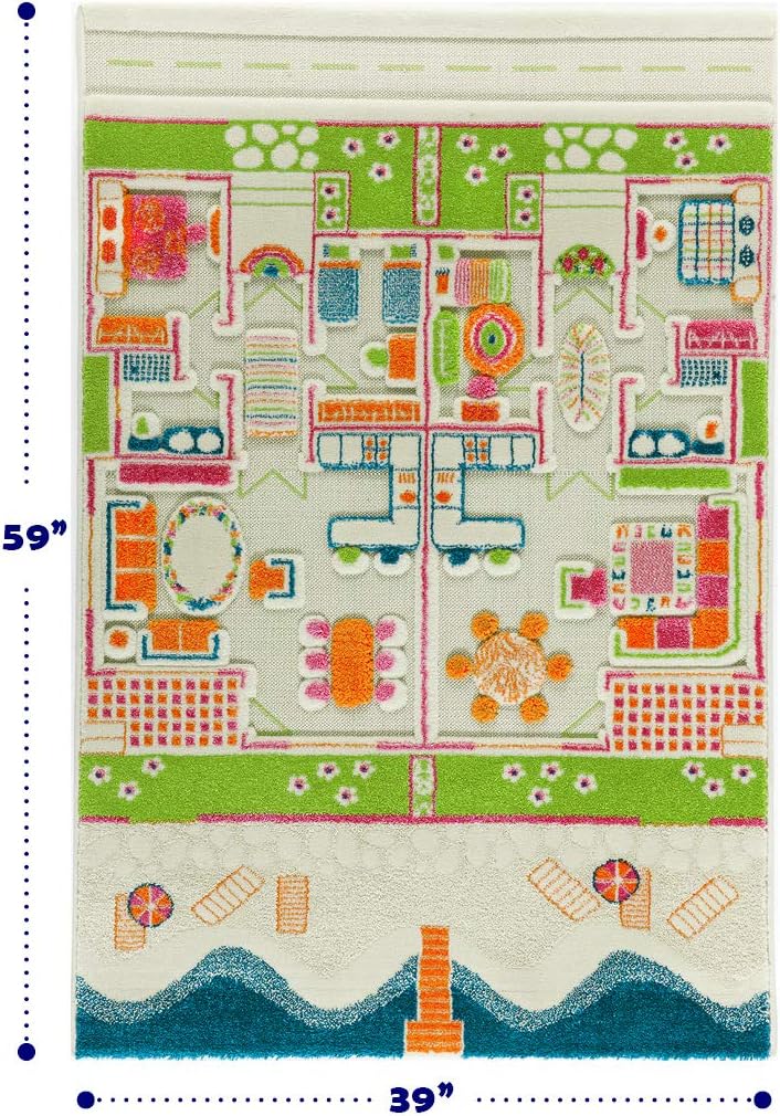 Beach Houses by IVI 3D Play Carpets, 39 x 59 inches