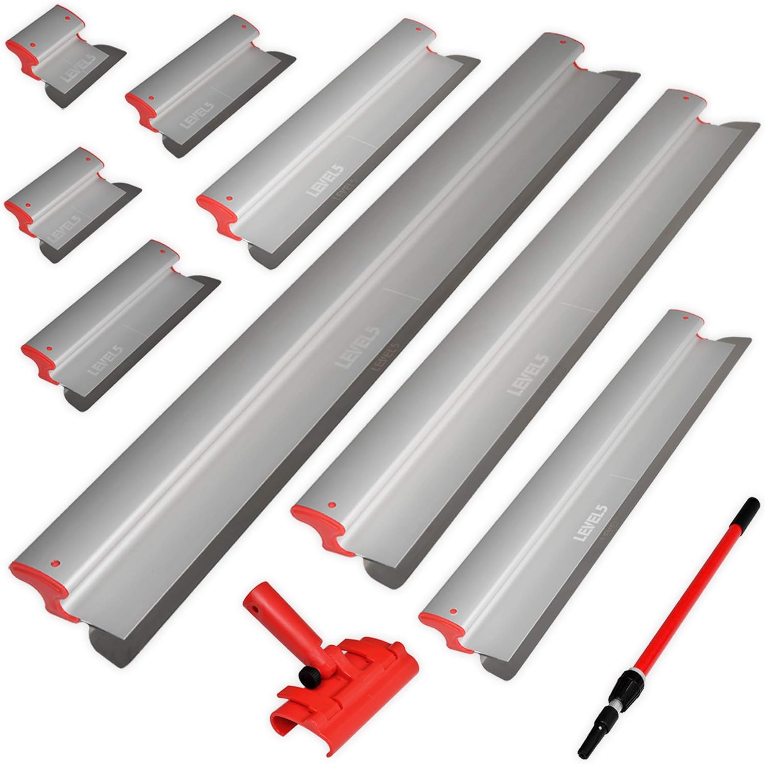 LEVEL5 Ultimate Skimming Blade Set | LEVEL5 | Smoothing/Knockdown Drywall Knife | Extruded Aluminum & European Stainless Steel Construction | High-Impact End Caps | 5-445