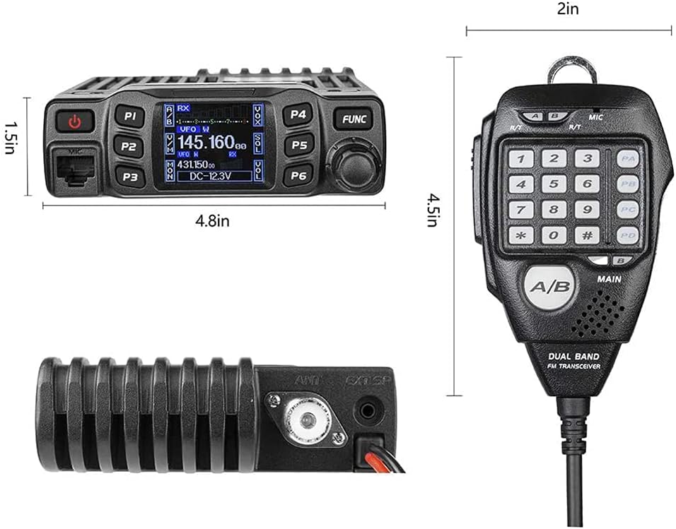 AnyTone AT-778UV II Mobile Ham Radio 25 Watt Mini Dual Band VHF UHF Two Way Radios Compact Amateur Transceiver for Car Vehicle, Support Chirp