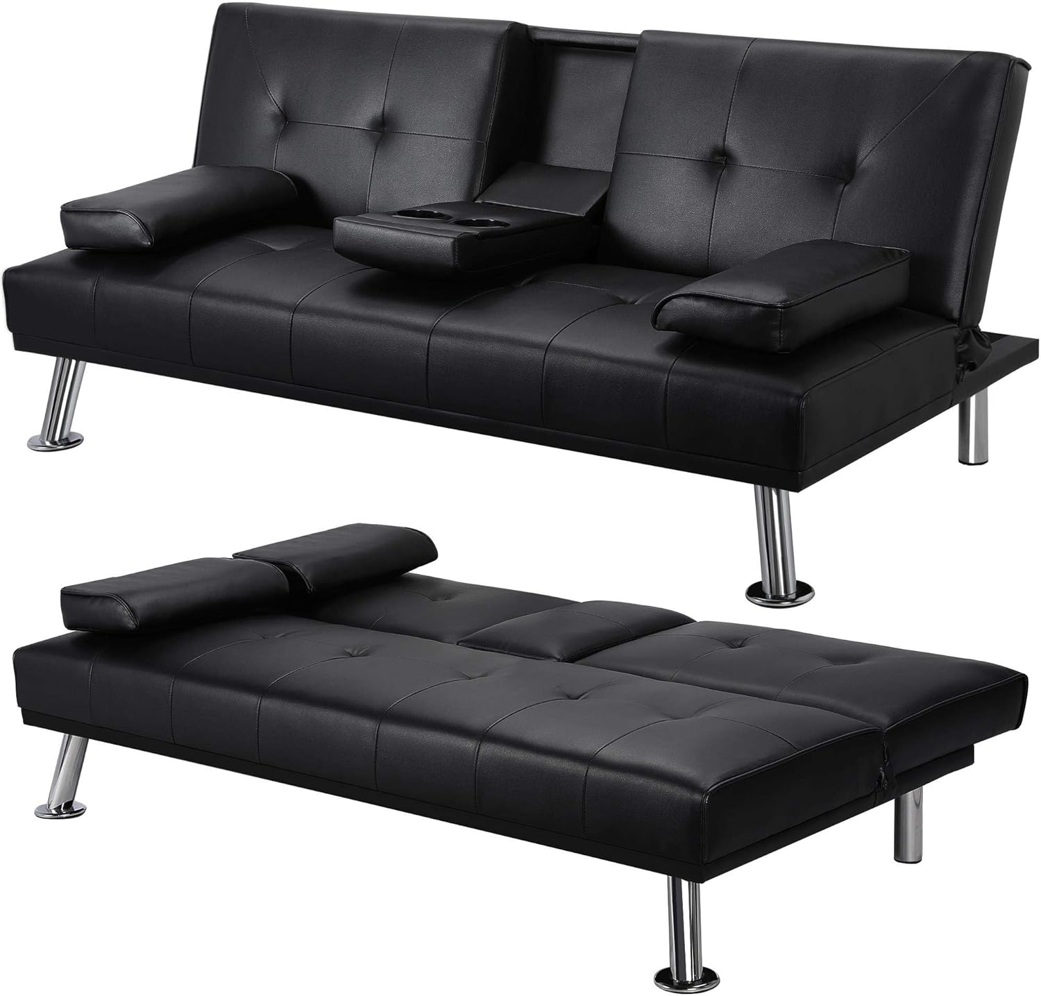 Yaheetech Modern Living Room Set Convertable Home Furniture Set with Armrest Home Recliner Home Furniture for Living Room Black