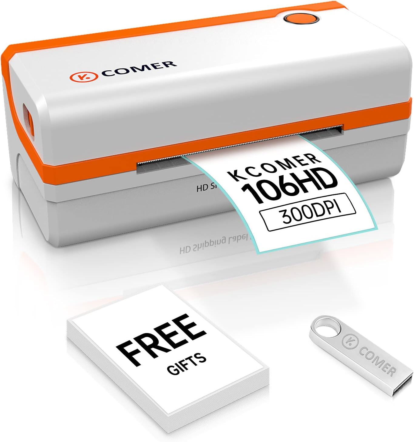 K Comer HD Thermal Shipping Label Printer 300DPI, Direct Thermal 4x6 High-Speed Label Printer, Compatible with Windows and Mac,Supports Multiple Platform Applications