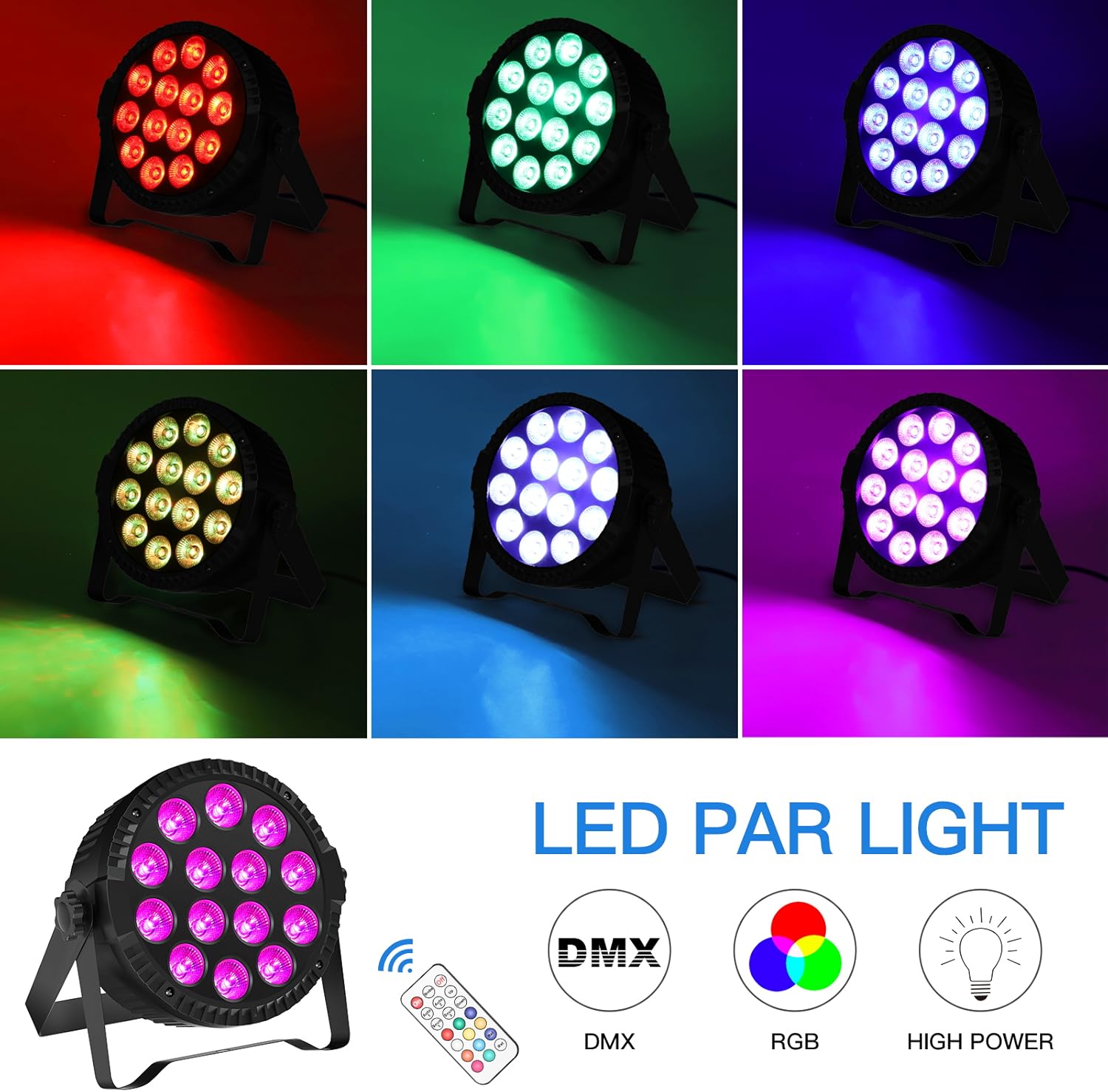 U`King LED Par Lights RGBW DJ Light Stage Lighting 14x6W Uplights for Events by Sound Activated and DMX Control Uplighting for Wedding Church Live Show Disco Parties