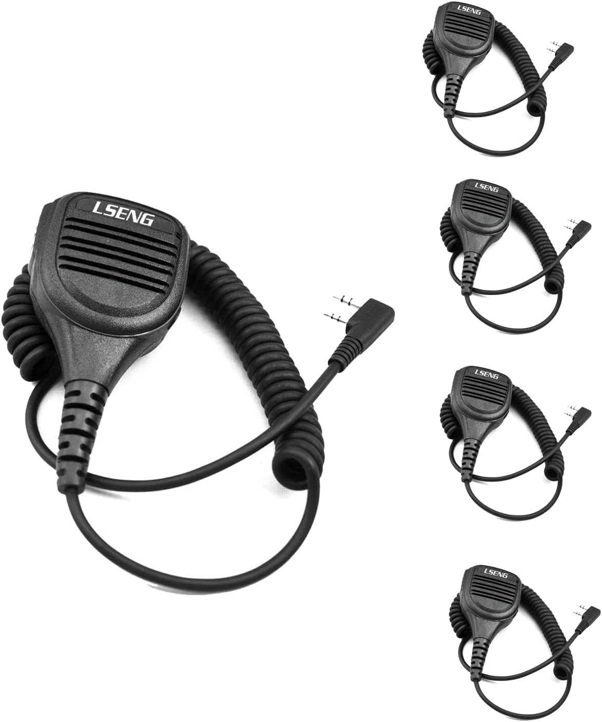 LSENG Speaker Mic for Handheld Baofeng Walkie Talkie, 2 Pin K Port Shoulder Microphone Compatible with Baofeng Radios BF UV-82/82HP/UV5R Kenwood BTECH Retevis TYT (5PCS) Pack of 2