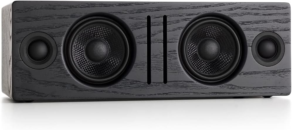 Audioengine B2 Wireless Bluetooth Speaker | Home Music System, Retro Tabletop aptX Bluetooth Speaker, Mini Stereo System | AUX Audio Input for Phone, Tablet, Computer (Black Real Wood Veneer)