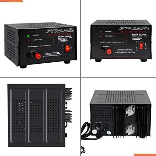 Universal Compact Bench Power Supply - 12 Amp Linear Regulated Home Lab Benchtop AC-to-DC 12V Converter w/ 13.8 Volt DC 115V AC 270 Watt Power Input, Screw Type Terminals,Cooling Fan- Pyramid PS14KX.5