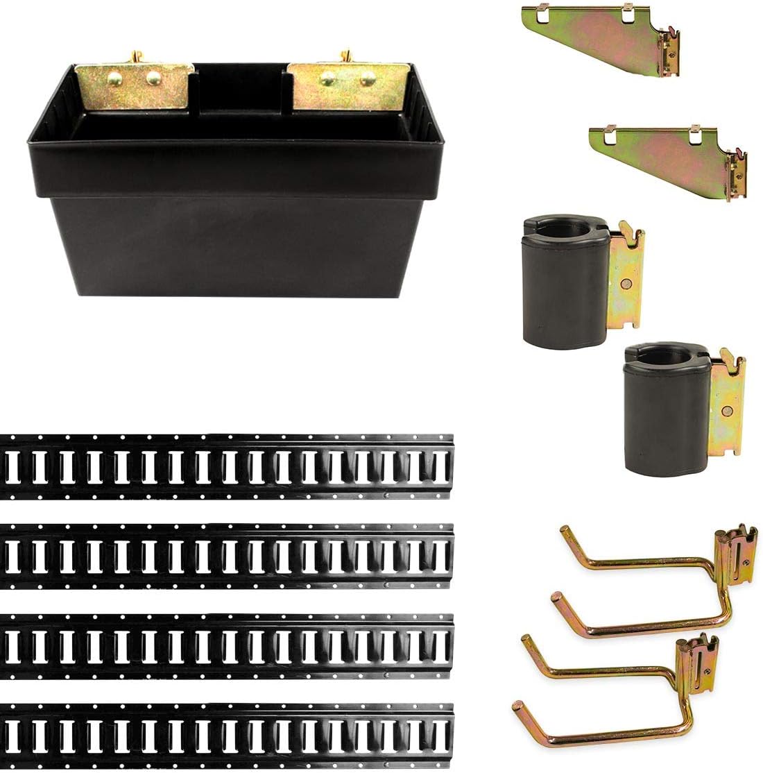 DC Cargo Mall E Track Organization Kit - 11 Pieces: 5 ft Black E Track Rails & E Track Organization Accessories