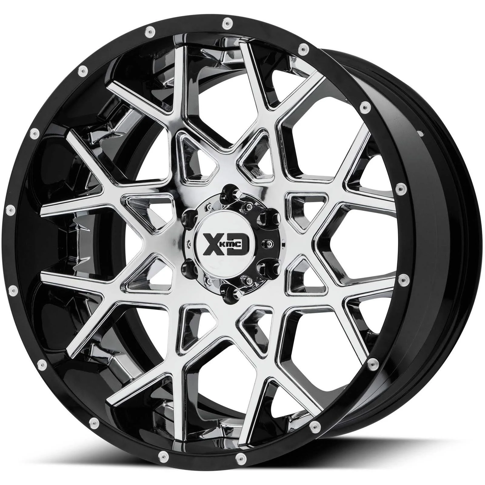 XD Series by KMC Wheels XD Series XD203 Chopstix 22x10 8x6.5x22 -18mm Chrome/Black Wheel Rim 22x22 Inch