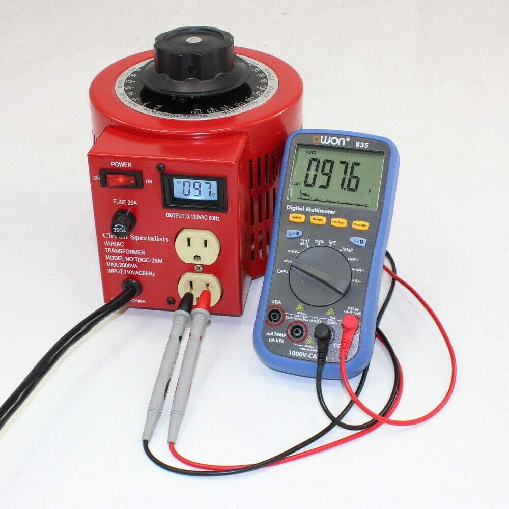 Circuit specialists | Variable AC Transformer TDGC2-2D with Digital Display & 20 Amp Max Output, Backlit LCD Digital Display for Output Voltage! Quality Control Testing,
