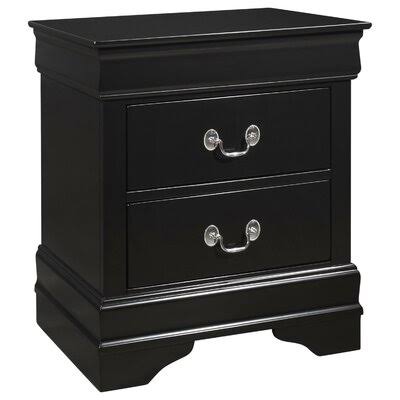 Buckeys 2 - Drawer Solid Wood Nightstand Winston Porter Color: Black