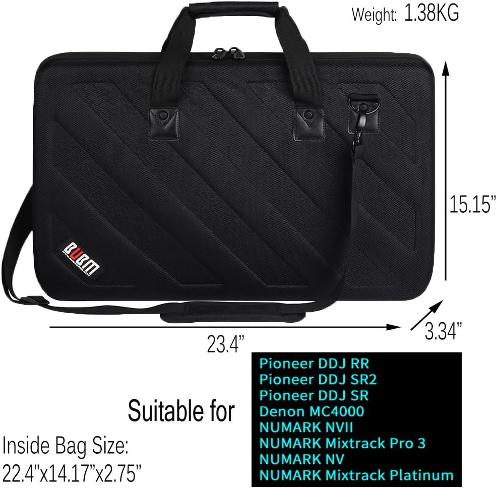 BUBM Lightweight Molded EVA Storage Case, Fits Pioneer DDJ SR SR2 RR Denon MC4000 Numark NVII Mixtrack Pro 3 NV Platinum