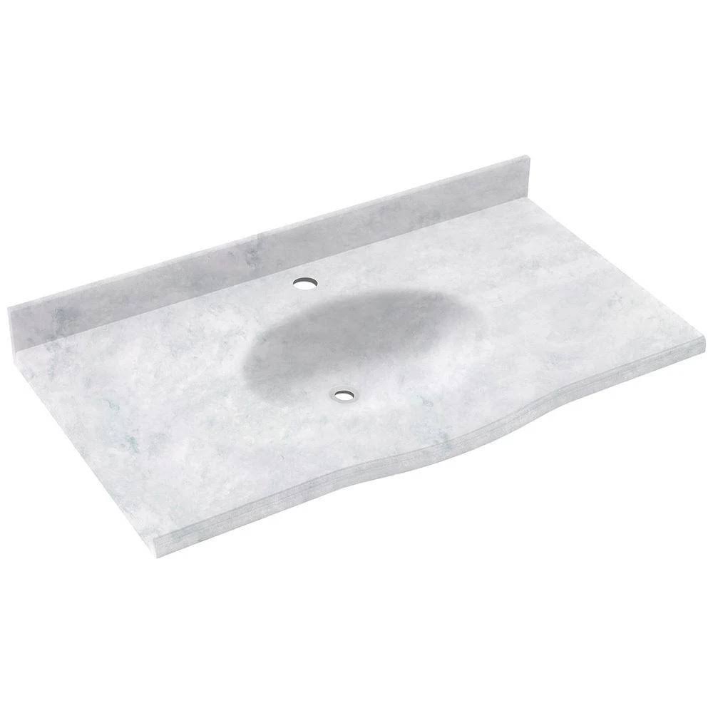 Swan Europa 43 in. W x 22.5 in. D Solid Surface Vanity Top with Sink in Ice