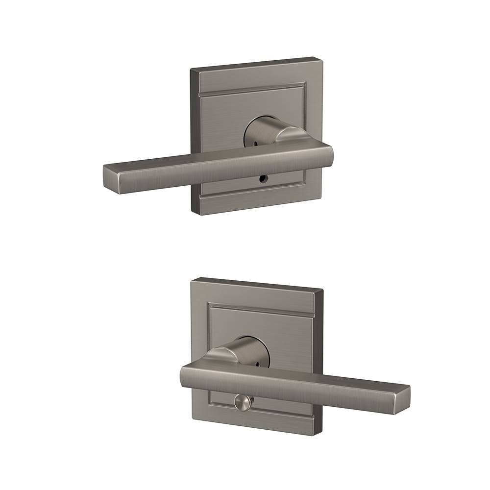 Schlage FC21-LAT-ULD Custom Latitude Passage u0026 Privacy Door Lever Set with Upland Trim - Matte Black