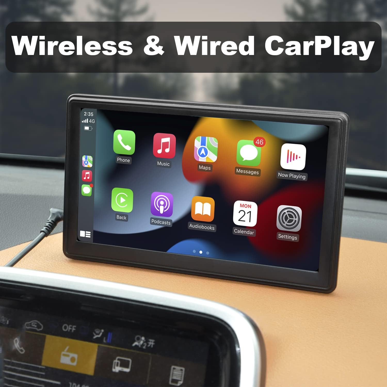 IYING 7 Inch Touchscreen Wireless CarPlay & Android Auto Portable Car Player for Car Truck Bluetooth AirPlay Mirror Link Car Stereo Receiver Dash/Windshield Mounted + Backup Camera
