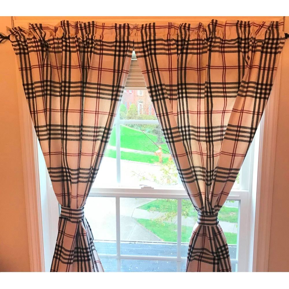 Chesterfield Check Panels 86 inch Cream - Black - Red