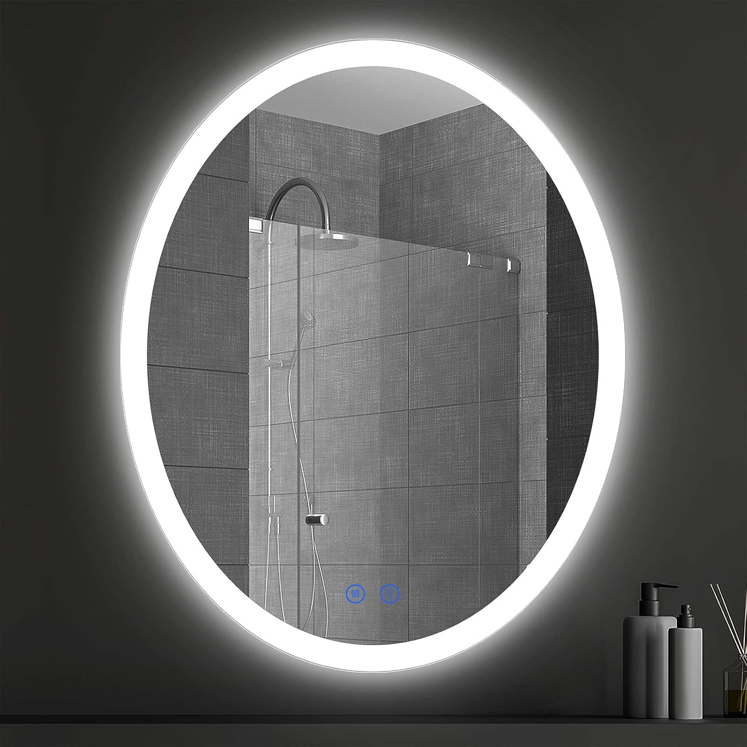 CITYMODA 36 Inch Led Bathroom Mirror Round Illuminated Vanity Mirror with LED Lights Large Circle Modern Frameless Backlit Bathroom Mirrors for Wall Mount CCT Anti-Fog