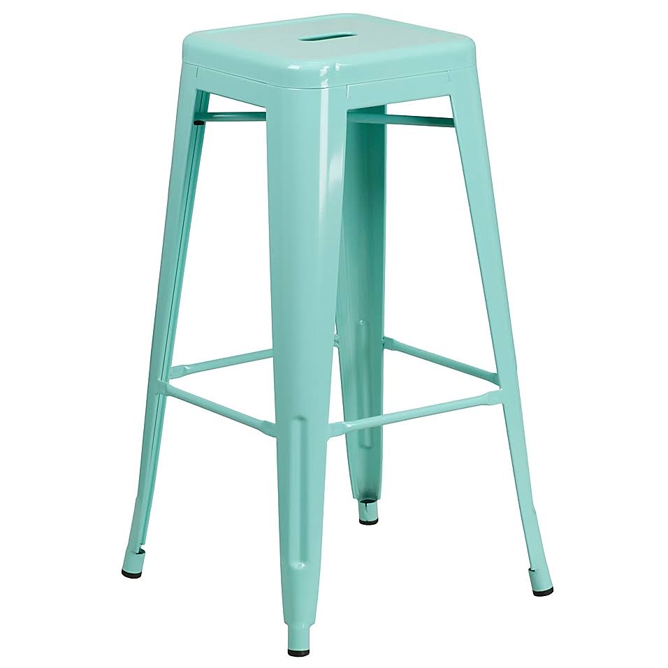 Flash Furniture 30x22 Backless Indoor-Outdoor Bar Stool in Mint Green