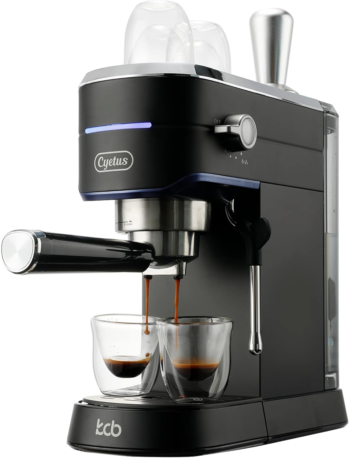 CYETUS Espresso Machine for Home Barista CYK7602, Milk Steam Frother Wand, for Espresso, Cappuccino and Latte, Black