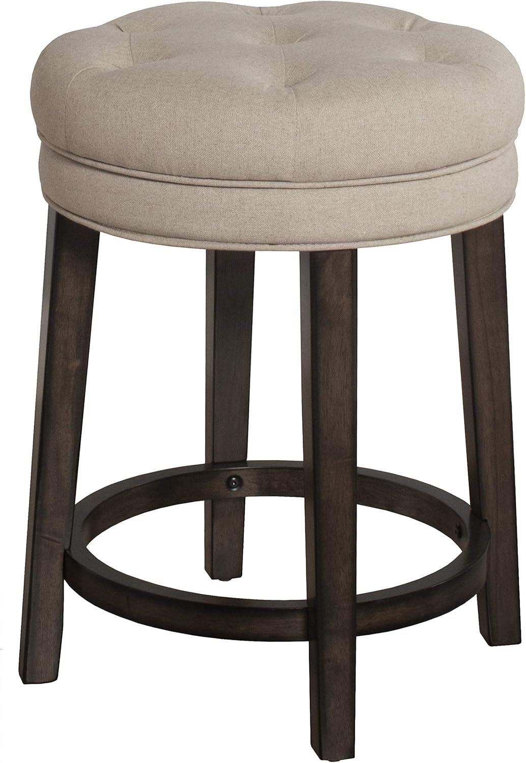 Hillsdale Krauss Backless Swivel Counter Stool, Charcoal Gray Finish with Linen Stone Fabric