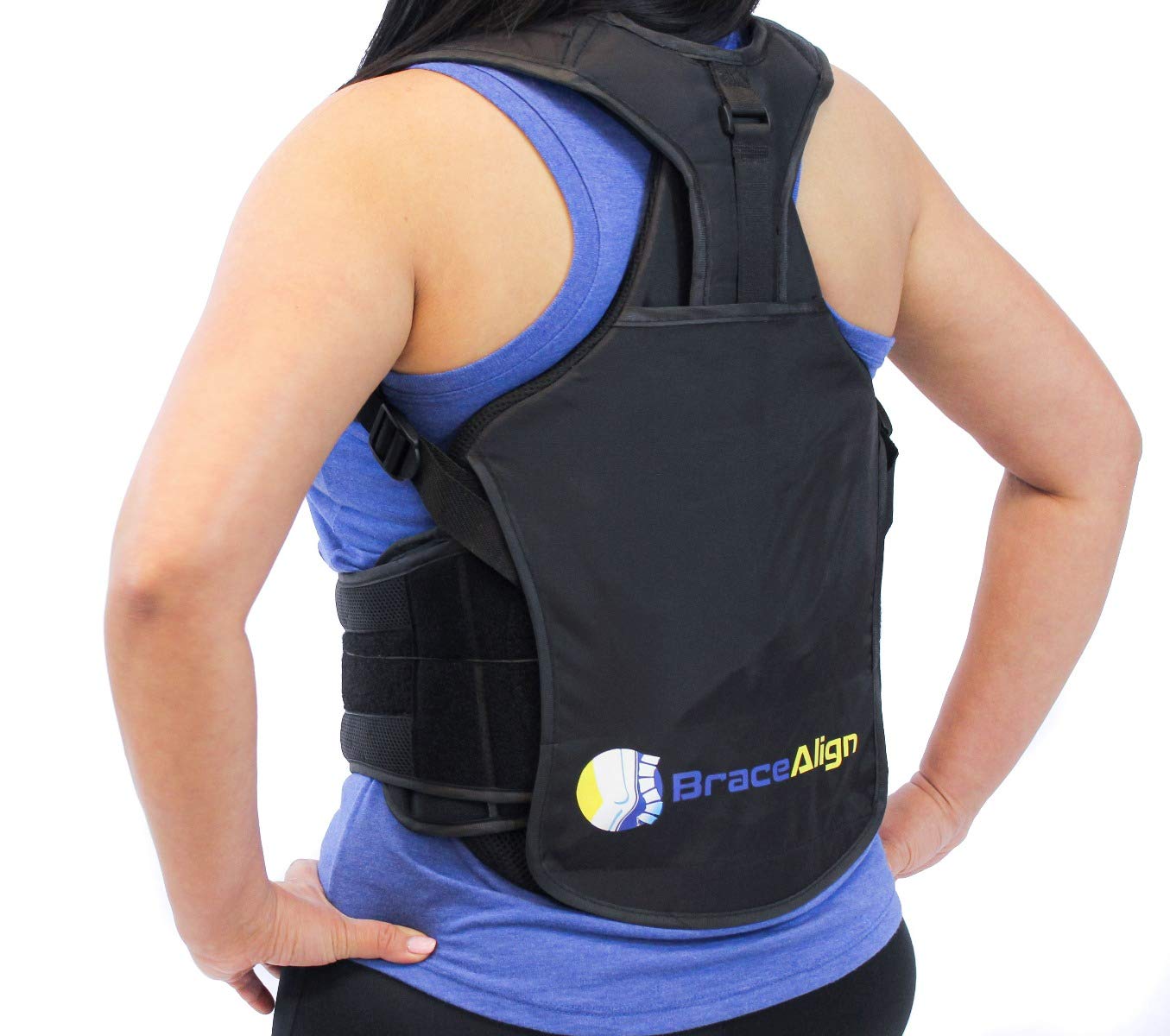 TLSO Thoracic Medical Back Brace PDAC L0456 L0457 - Pain Relief and Straightener for Fractures, Post Op, Herniated Disc, DDD and Spinal Trauma, Mild Scoliosis, Kyphosis, Osteoporosis by Brace Align (One Size)