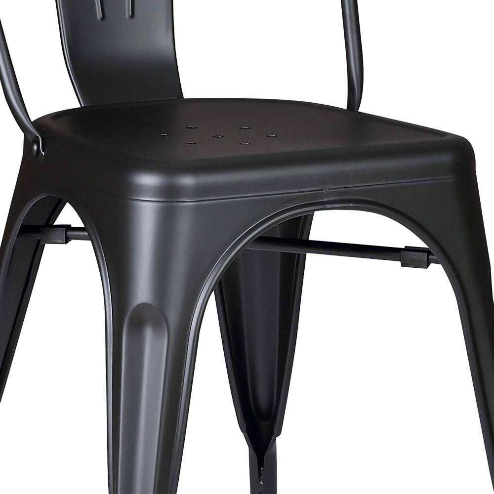 18x22 Matte Black Metal Dining Chair with Back in A Set of 2