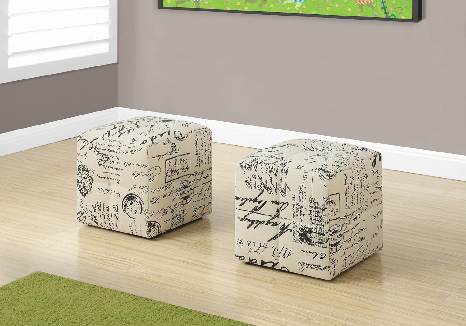 Monarch 2 Piece Ottoman, White Pack of 2