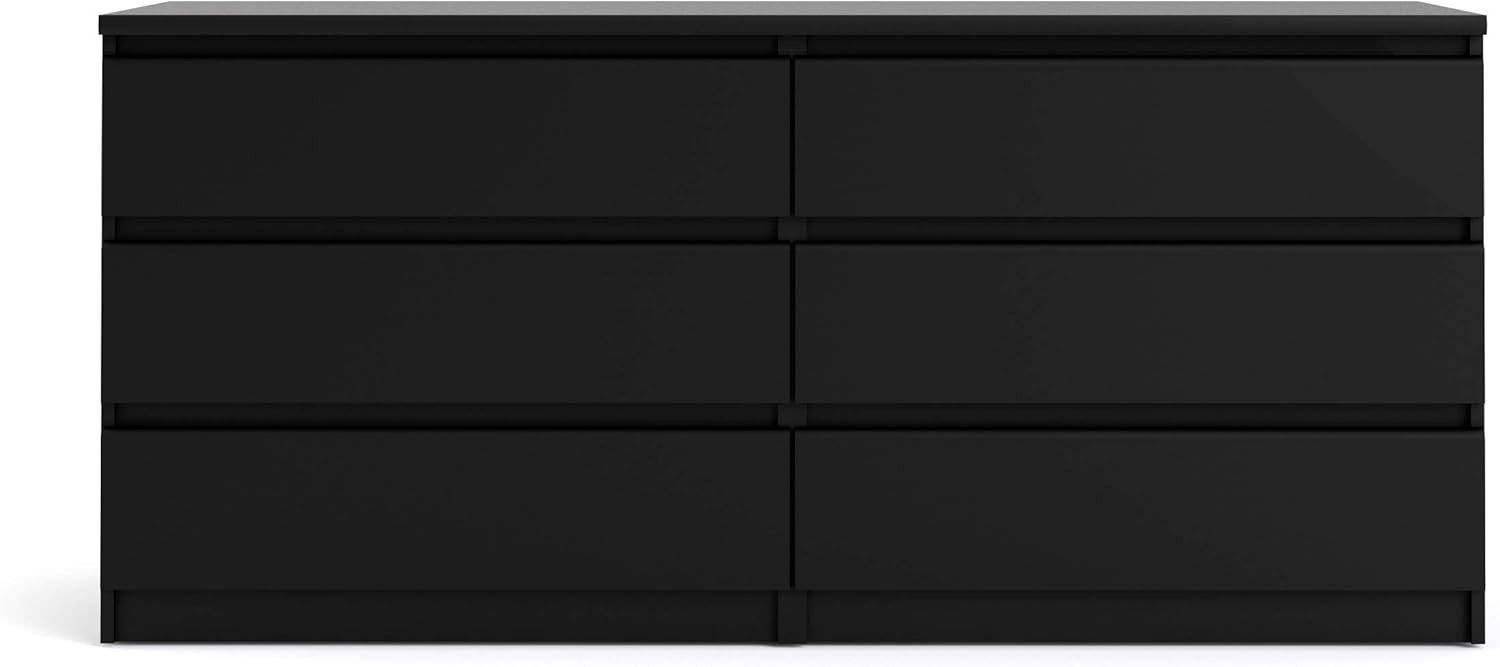 Tvilum 6 Drawer Double Dresser, Black Matte