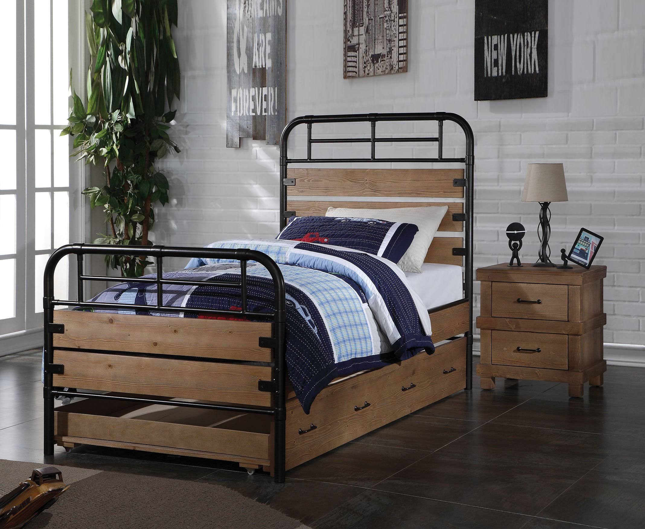 ACME Furniture Adams Twin Slat Bed, Antique Oak