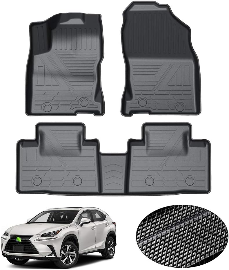 KUST Floor Mats for 2015-2021 Lexus NX300/ NX300h /NX 200t (Not for 2022 Lexus NX) All Weather Floor Mats Liners 1st & 2nd Row Non-Slip Black