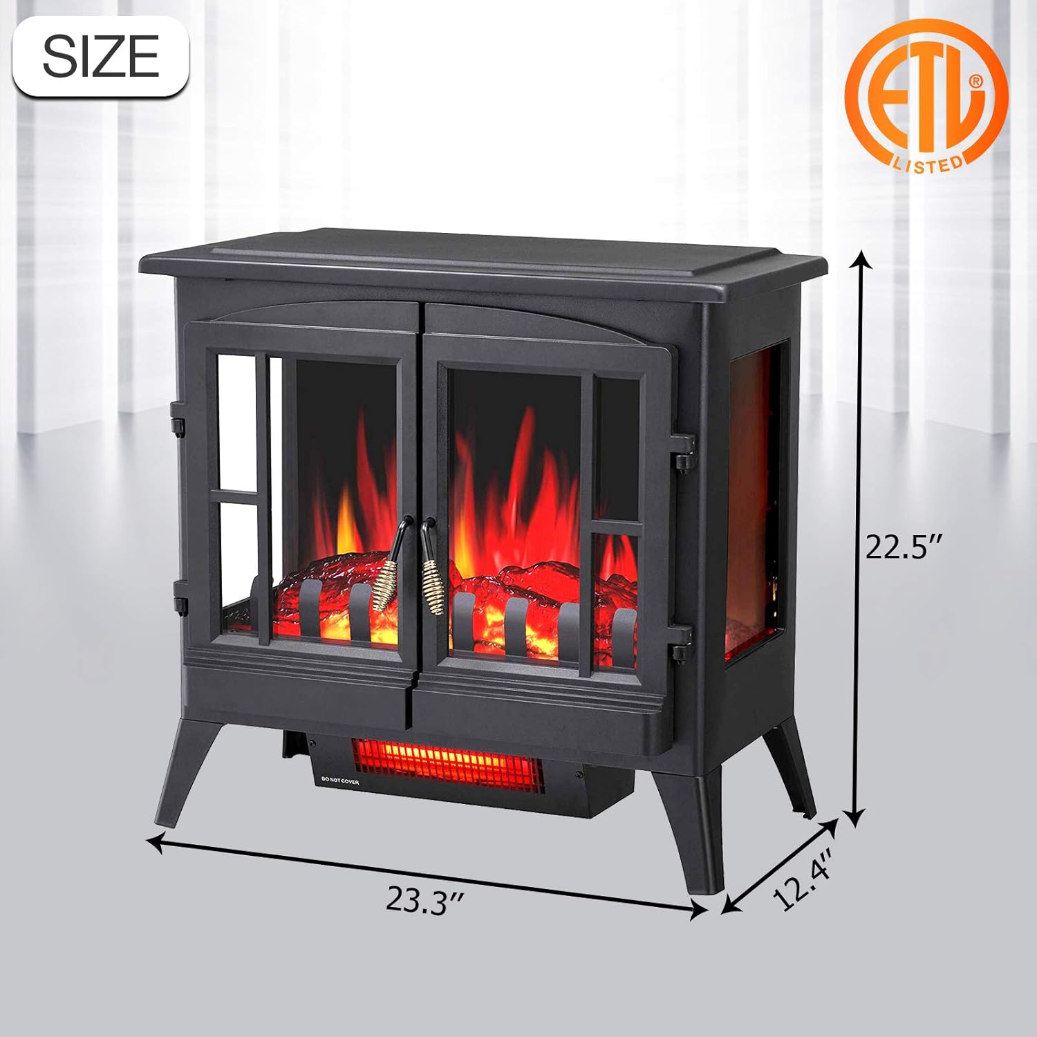 Antratic Star 3D Infrared Electric Fireplace Stove, Freestanding Fireplace Heater Adjustable Brightness,Portable,Thermostat,Overheating Protection,ETL Certified,1000W/1500W(23) Inch