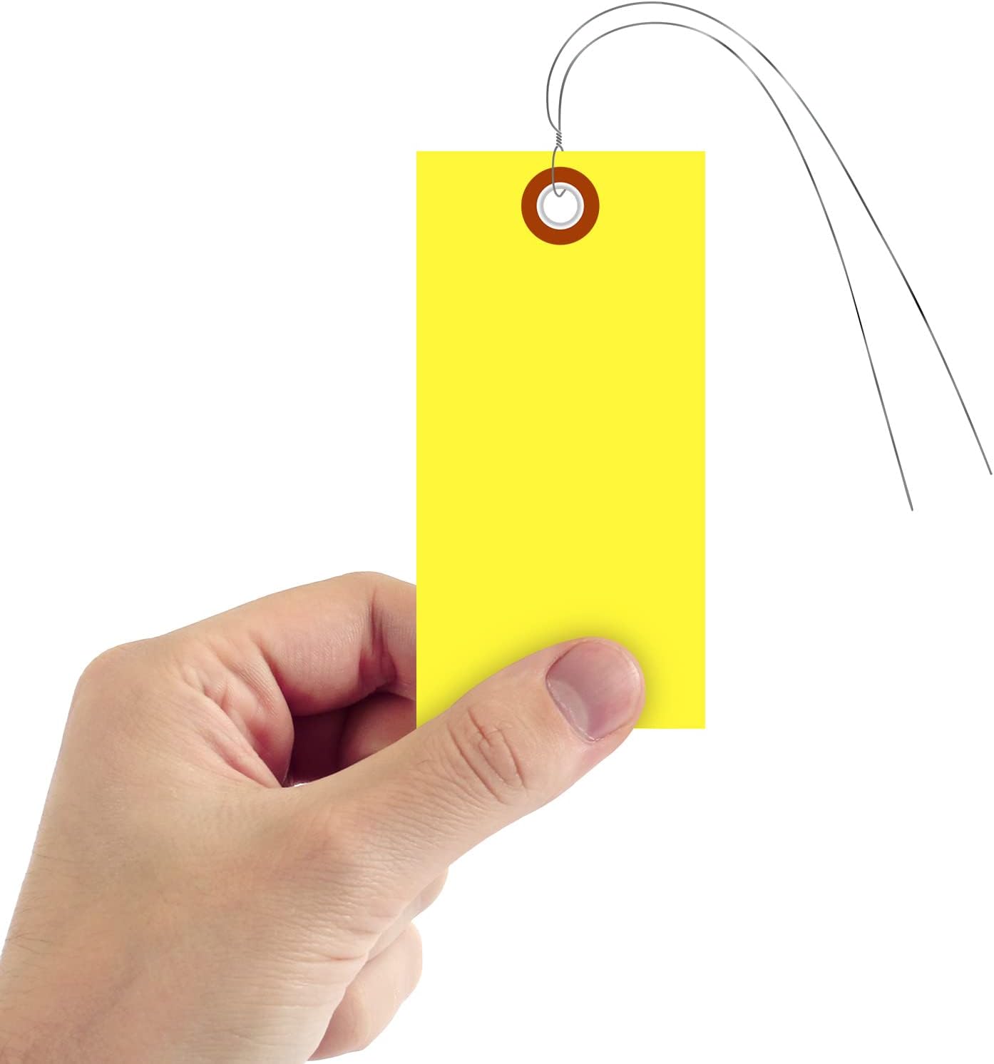 SmartSign (Pack of 1000) Yellow Plastic Tags with Wires, 4.75 x 2.375 inch, Metal Eyelet, 10 mil Tear-Proof Polylith Plastic, Writable
